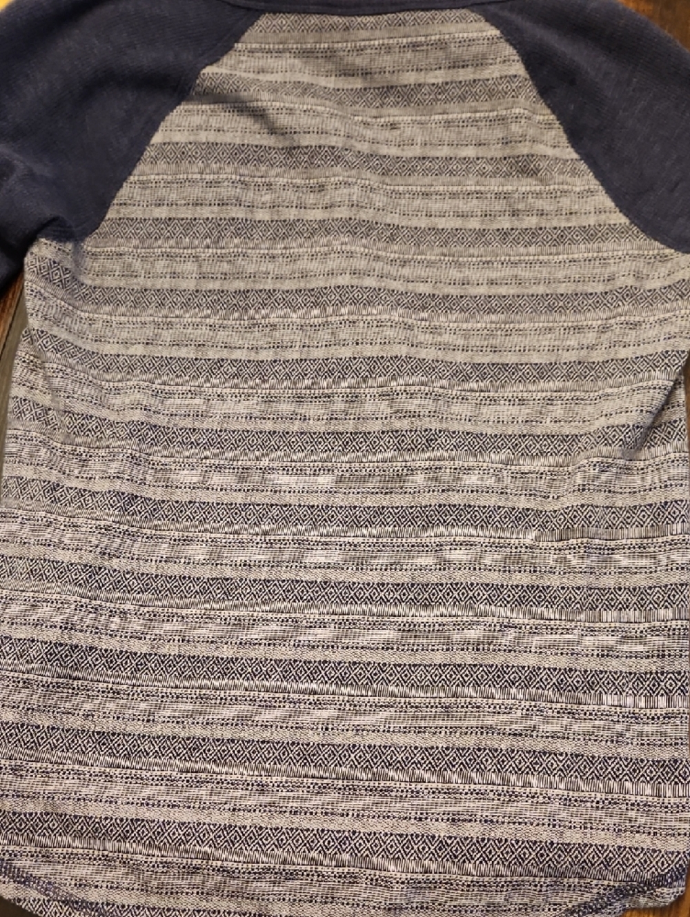 Lucky Brand Navy Henley with Patterned Side Panels - Picture 3 of 6